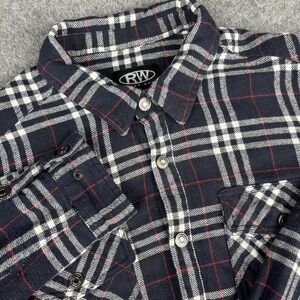 RW Rugged Wear Shirt Jacket Mens XL Blue Plaid Lined Flannel Shacket Work EUC‎
